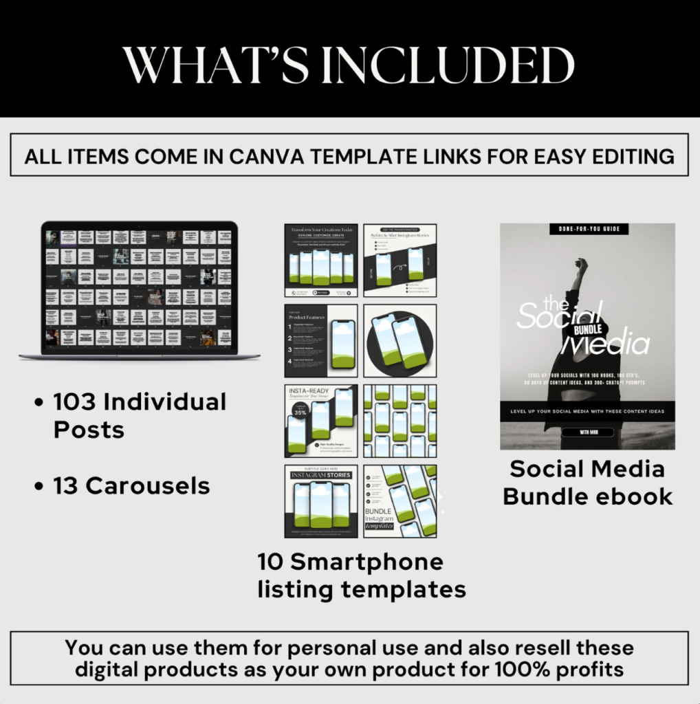 Instagram Carousel MRR Social Media Templates Marketing Carousels PLR MELANIN women Carousel Templates Faceless Instagram Marketing