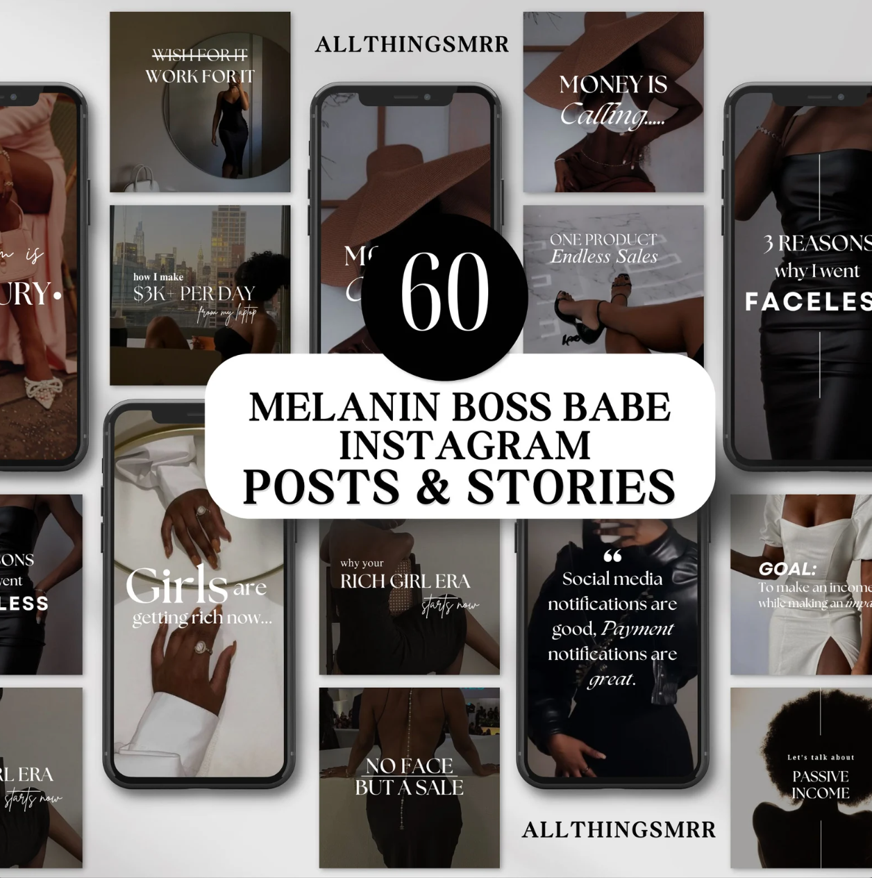 Melanin Social Media Template MRR Instagram Templates Social Media Digital Products with MRR Melanin Instagram Posts & Stories