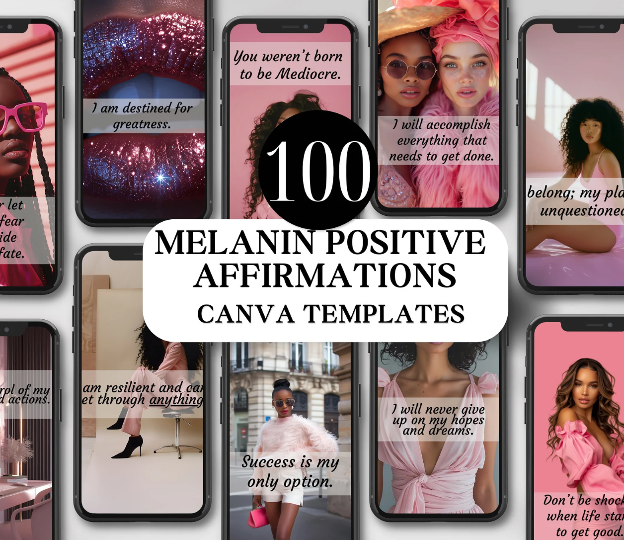 Melanin Faceless Instagram Stories MRR Pink IG Stories Positive Affirmations Melanin Pinterest Instagram Templates MRR