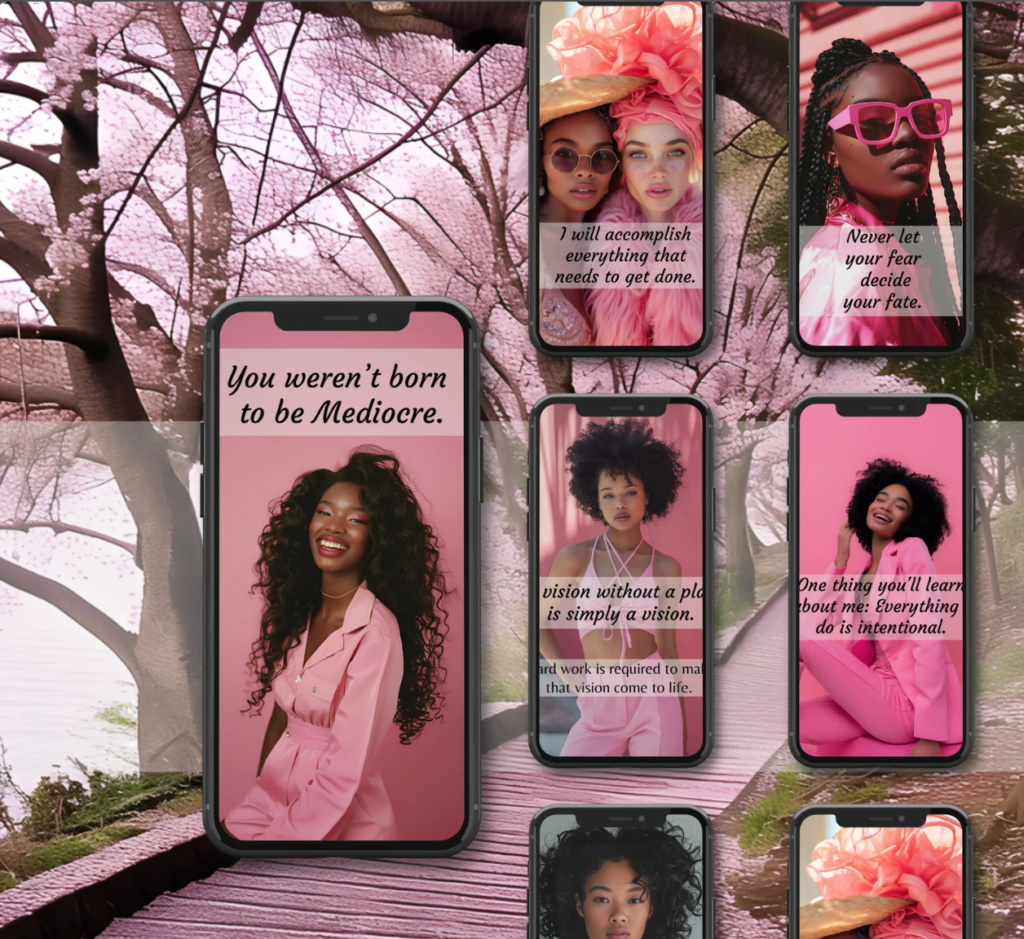Melanin Faceless Instagram Stories MRR Pink IG Stories Positive Affirmations Melanin Pinterest Instagram Templates MRR