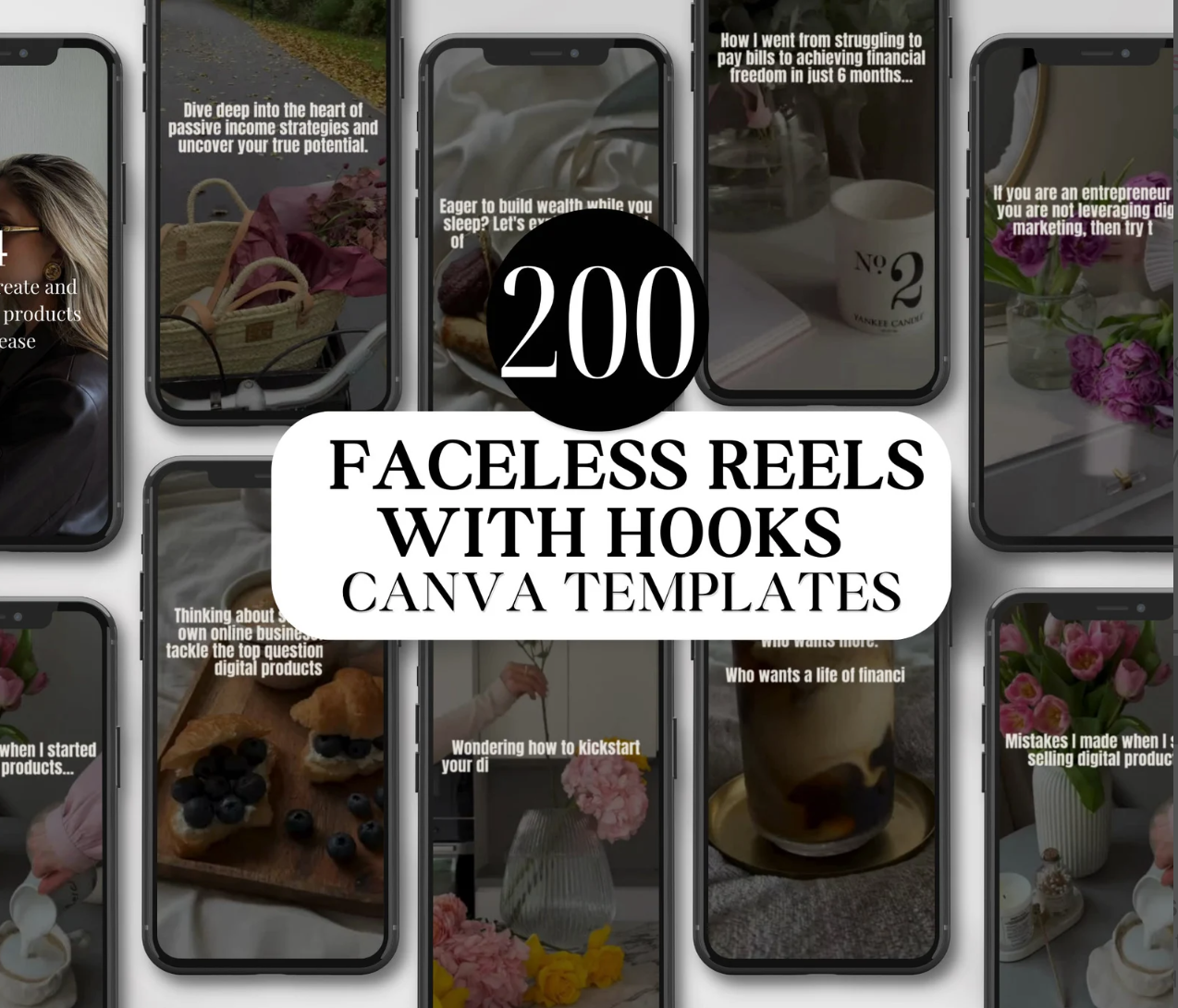 Faceless Reels Instagram Templates Master Resell Rights Faceless Reels Hooks Digital Marketing PLR MRR Digital Products