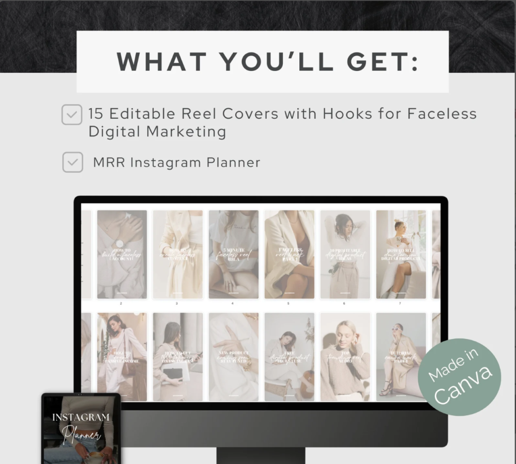Reel Covers with Hooks Instagram Story Covers Reel Cover MRR Reel Cover Aesthetic Instagram Canva Templates Faceless Marketing MRR